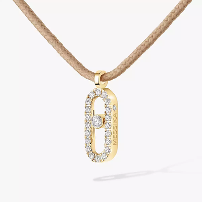 Messika Care(s) beige cord pavé necklace