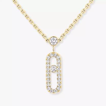 Collier 2 rangs pavé Move Uno Kette Diamant Gelbgold