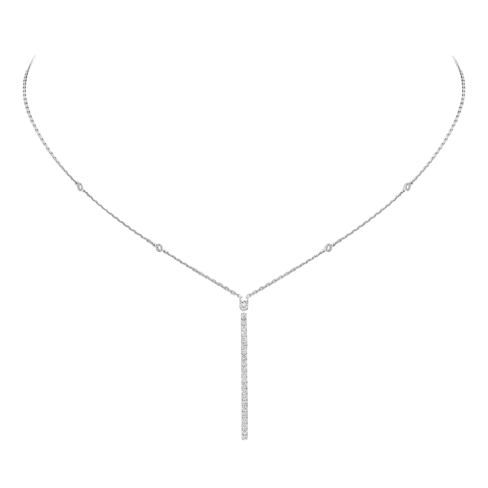 Collier barrette verticale Gatsby Kette Diamant Weißgold