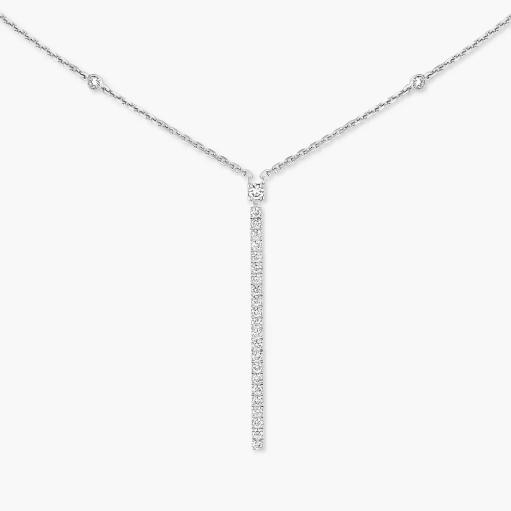 Collier barrette verticale Gatsby Kette Diamant Weißgold