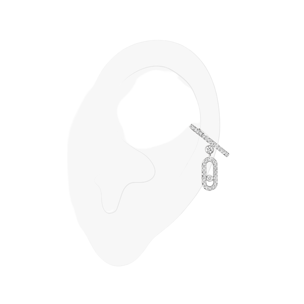 Move Uno Single Clip Pavé Drop Pendant White Gold Diamond Earrings