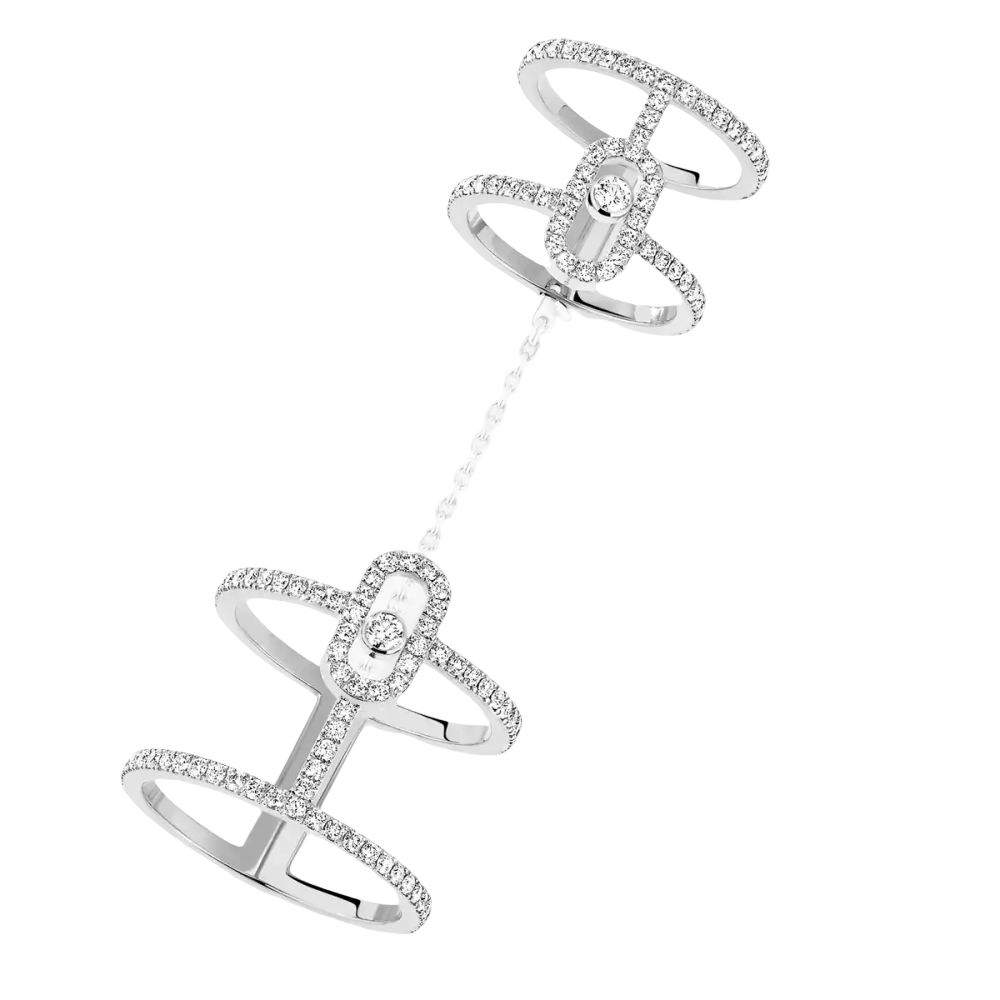 Bague double Move Uno Bague Diamant Or Blanc