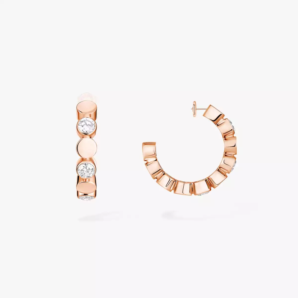 D-Vibes Mini Hoop Earrings Pink Gold Diamond Earrings