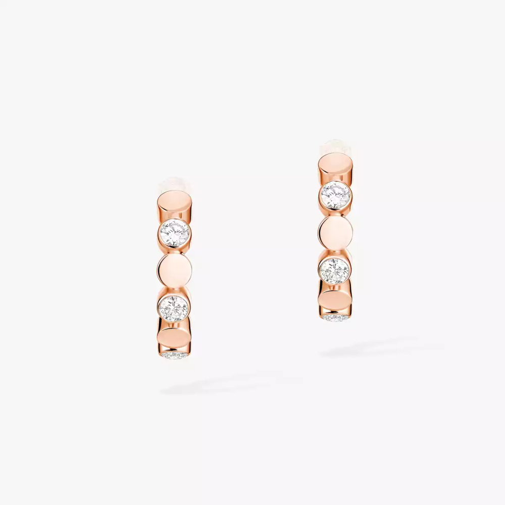 D-Vibes Mini Hoop Earrings Pink Gold Diamond Earrings