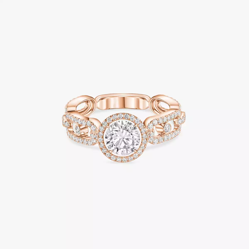 Move Link Solitaire 0.70ct Pink Gold Diamond Ring