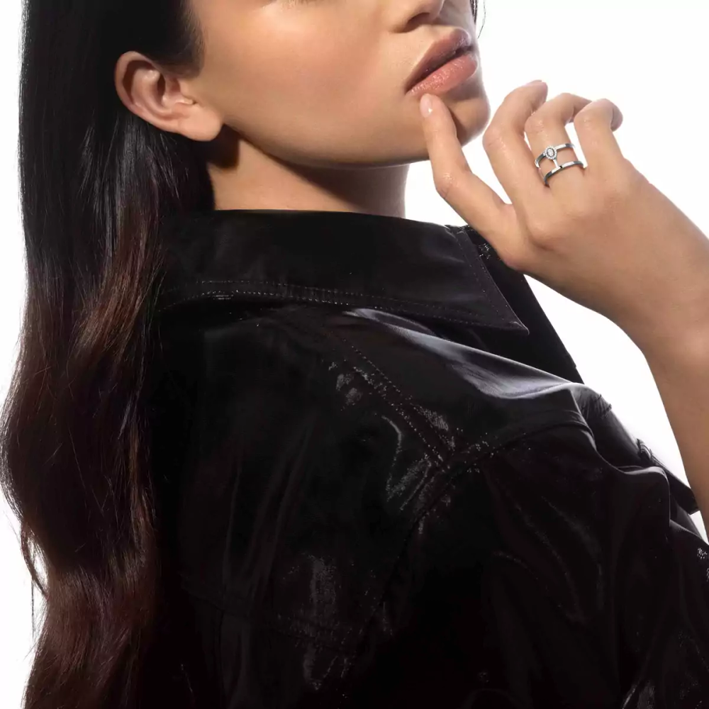 Bague 2 rangs Glam'Azone Bague Diamant Or Blanc