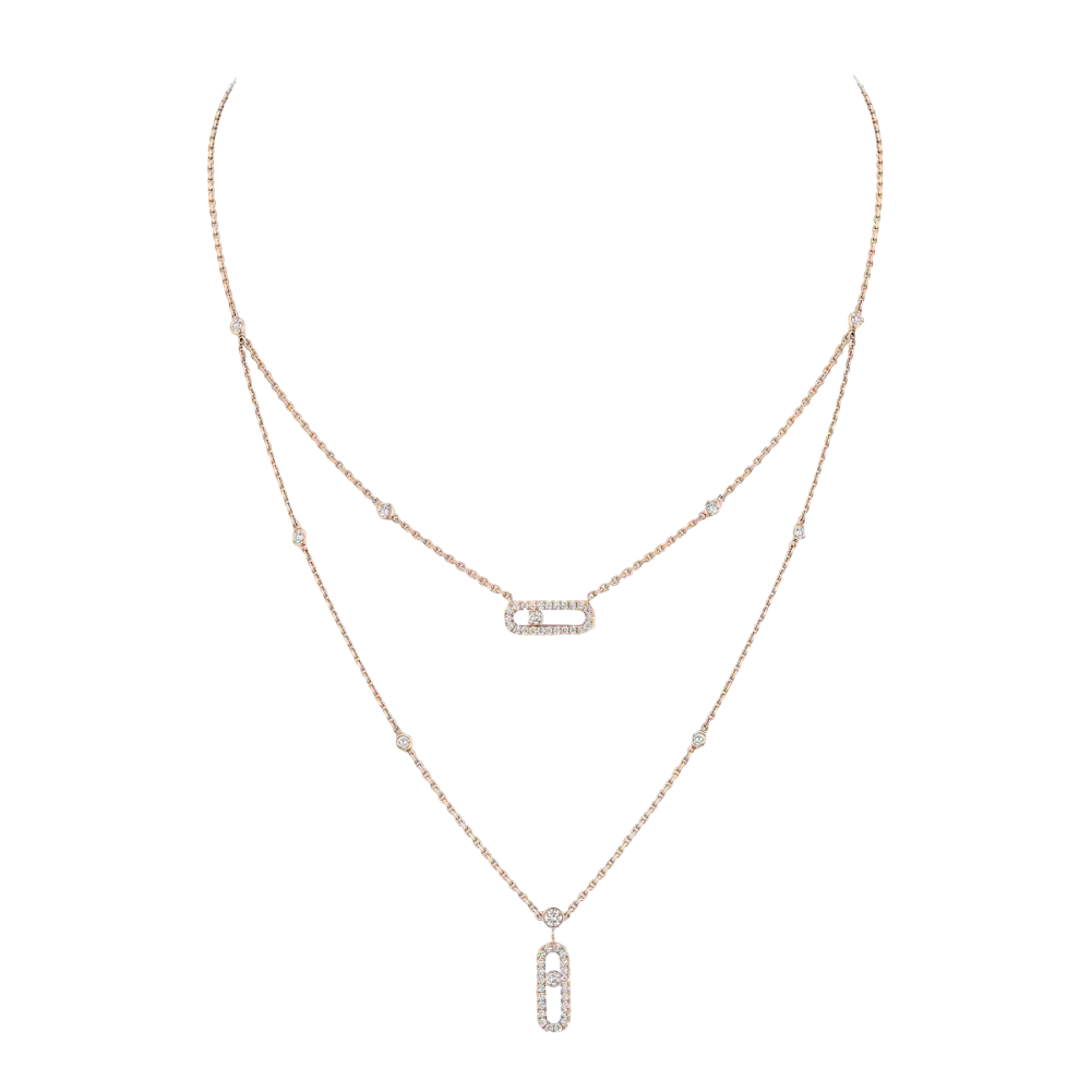 Collier 2 rangs pavé Move Uno Collier Diamant Or Rose