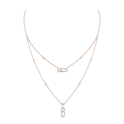Collier 2 rangs pavé Move Uno Collier Diamant Or Rose