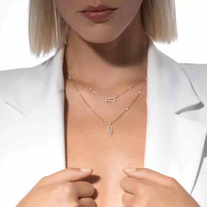Collier 2 rangs pavé Move Uno Collier Diamant Or Rose