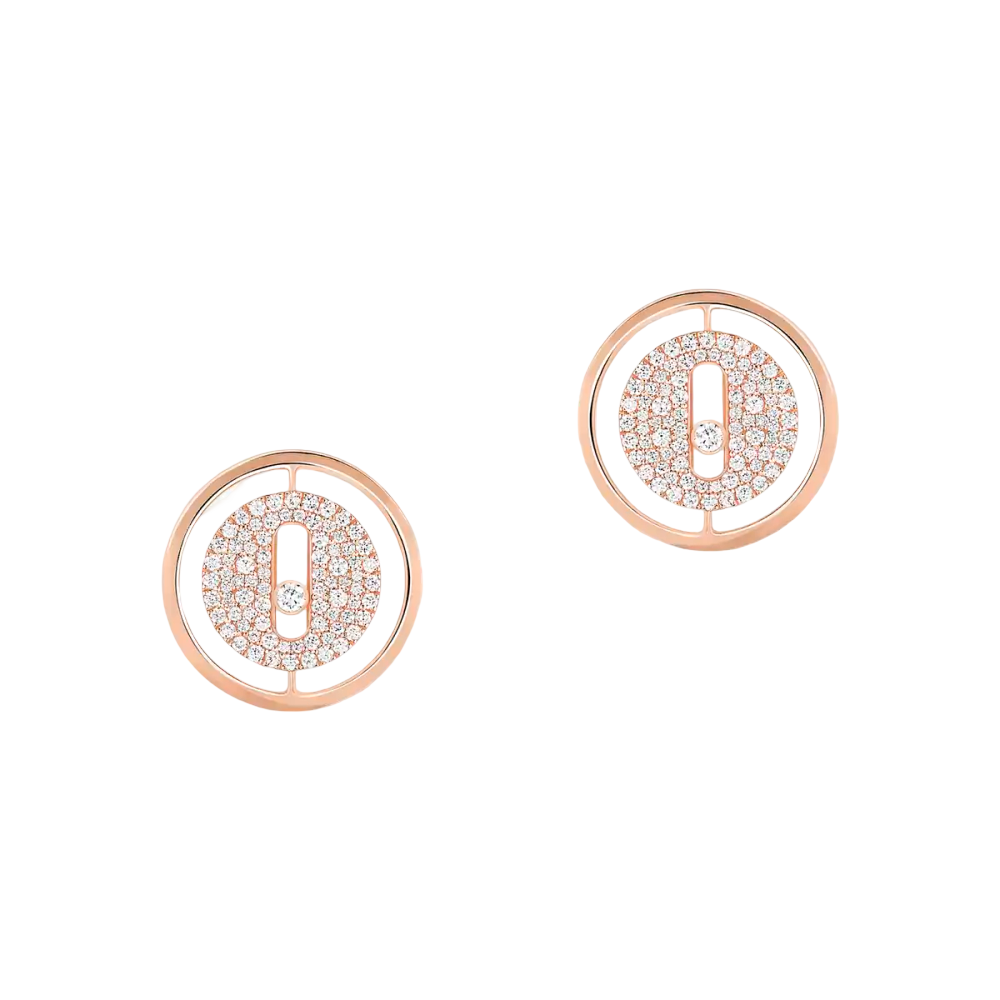 Lucky Move Diamond Pavé Stud Pink Gold Diamond Earrings