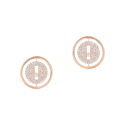 Lucky Move Diamond Pavé Stud Pink Gold Diamond Earrings