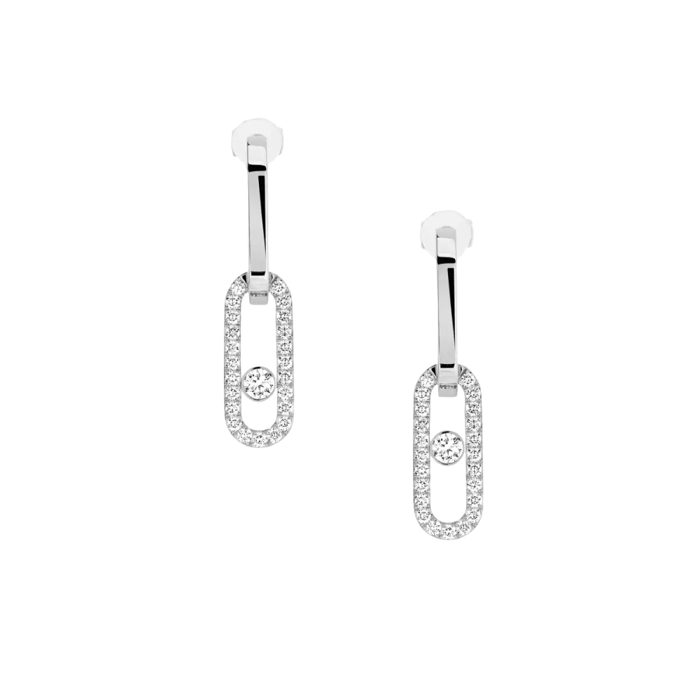 Move Link White Gold Diamond Earrings