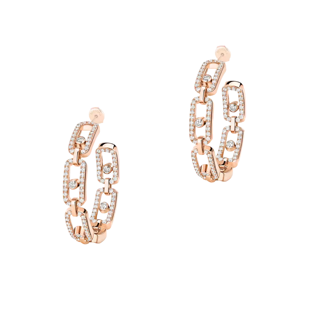 Move Link SM Hoop Earrings Pink Gold Diamond Earrings