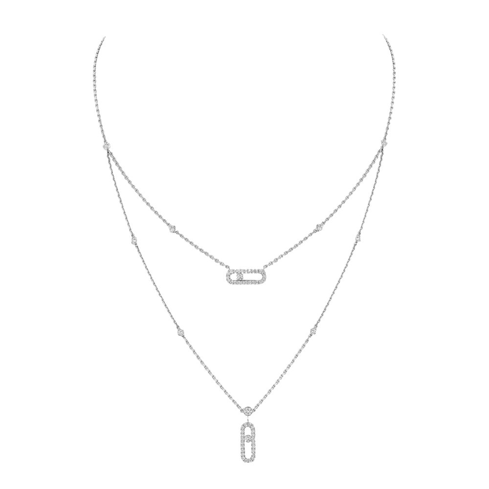 Move Uno two-row pavé necklace