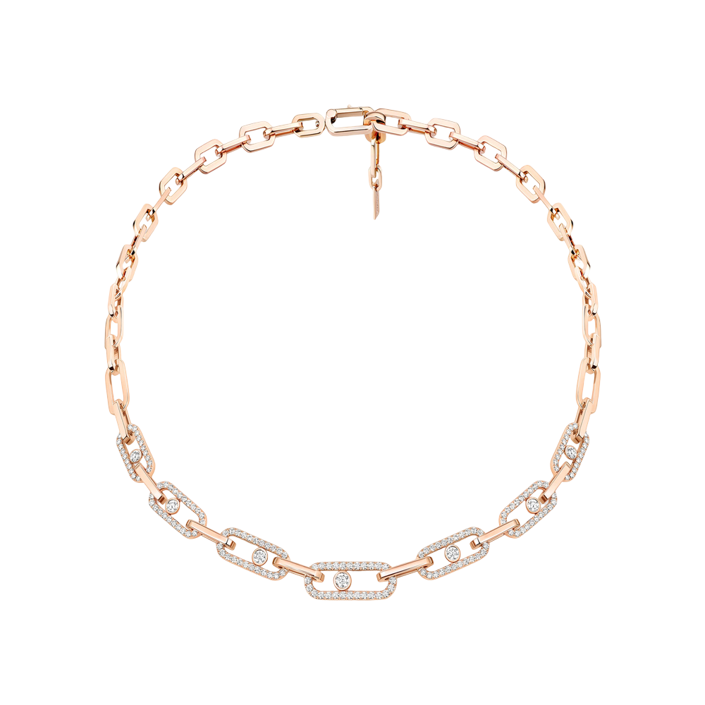 Move Link Mit Diamanten Ausgefasst Kette Diamant Roségold