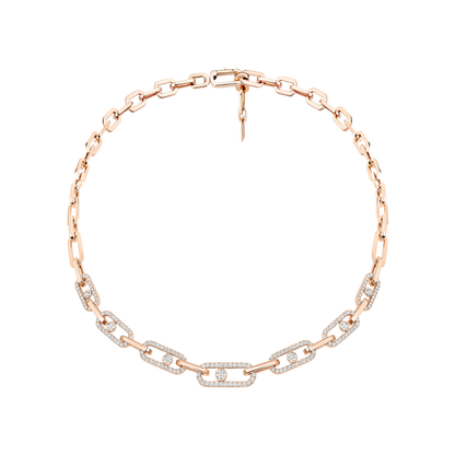 Move Link Mit Diamanten Ausgefasst Kette Diamant Roségold