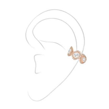 My Twin Mono Earring Middle 3x0.10ct Pink Gold Diamond Earrings