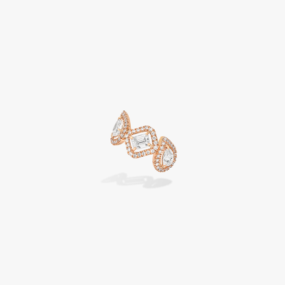 My Twin Mono Earring Middle 3x0.10ct Pink Gold Diamond Earrings