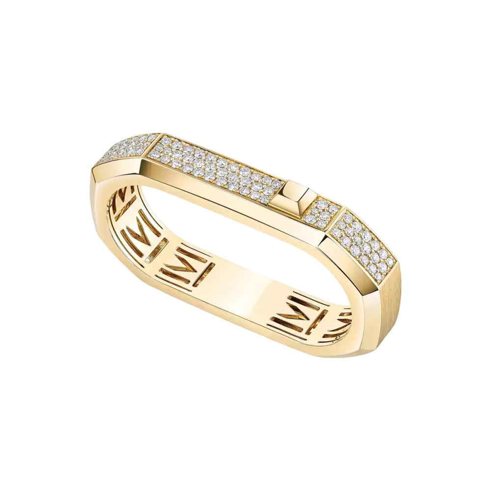 Moderniste two-finger pavé ring