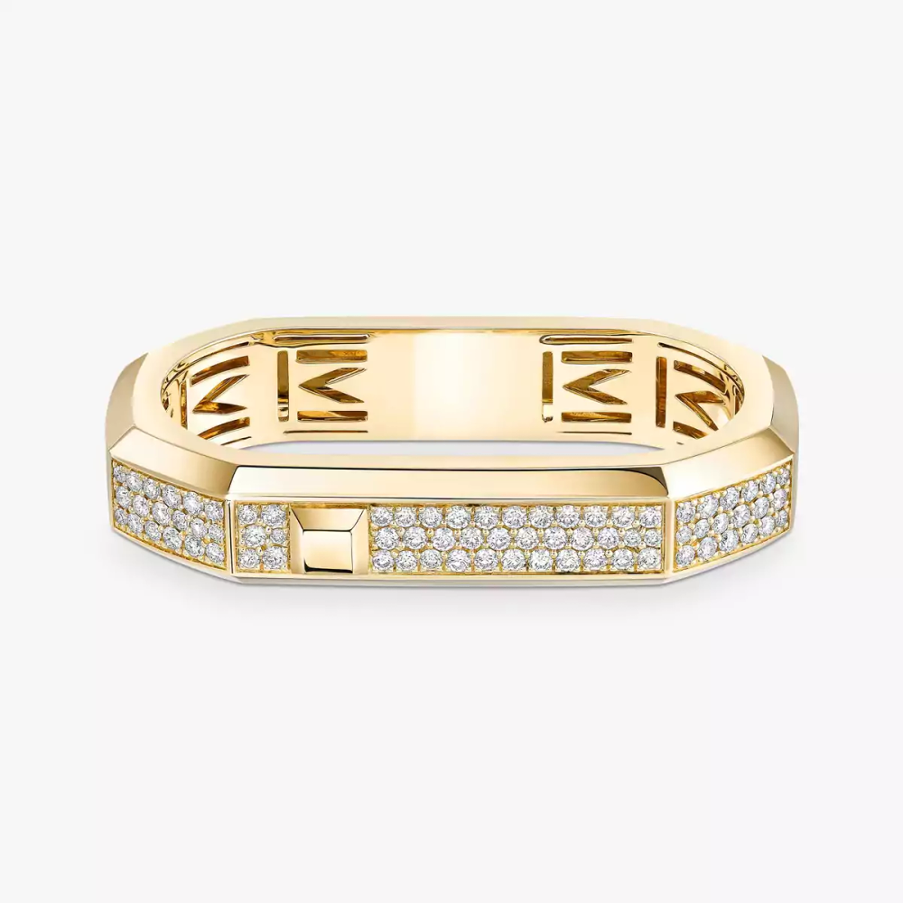 Moderniste two-finger pavé ring