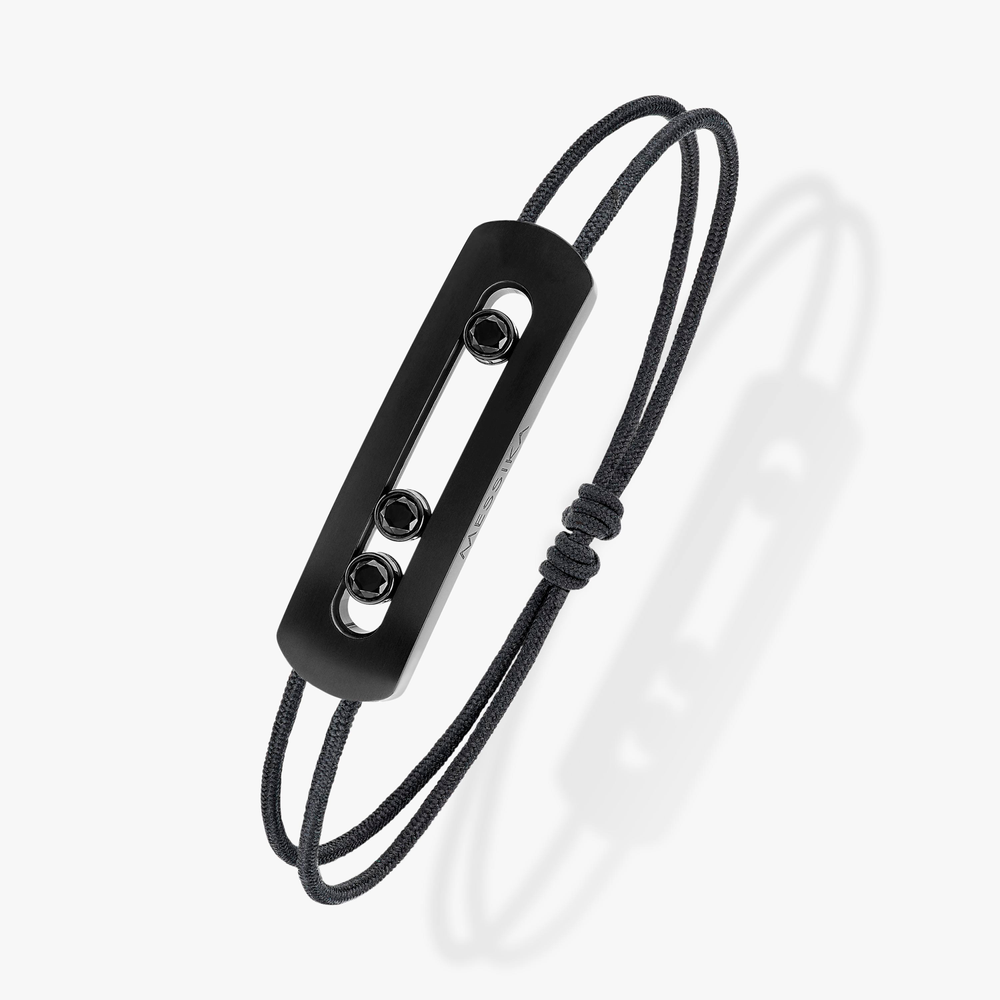 Move Titanium Black Cord Black Titanium Diamond Bracelet