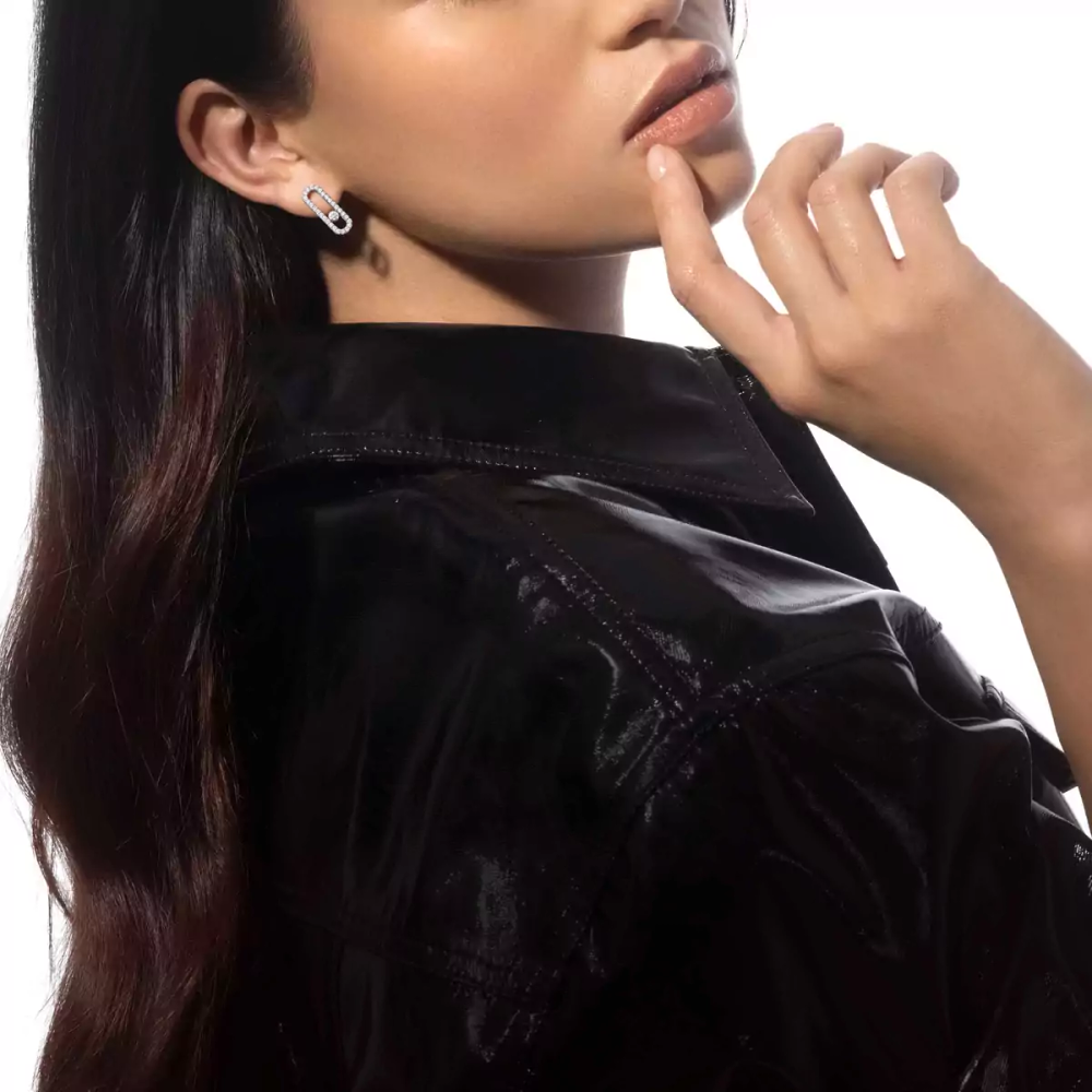 Move Uno Mit Diamanten ausgefasst Ohrringe Diamant Weißgold