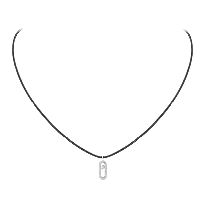 Messika Care(s) black cord pavé necklace