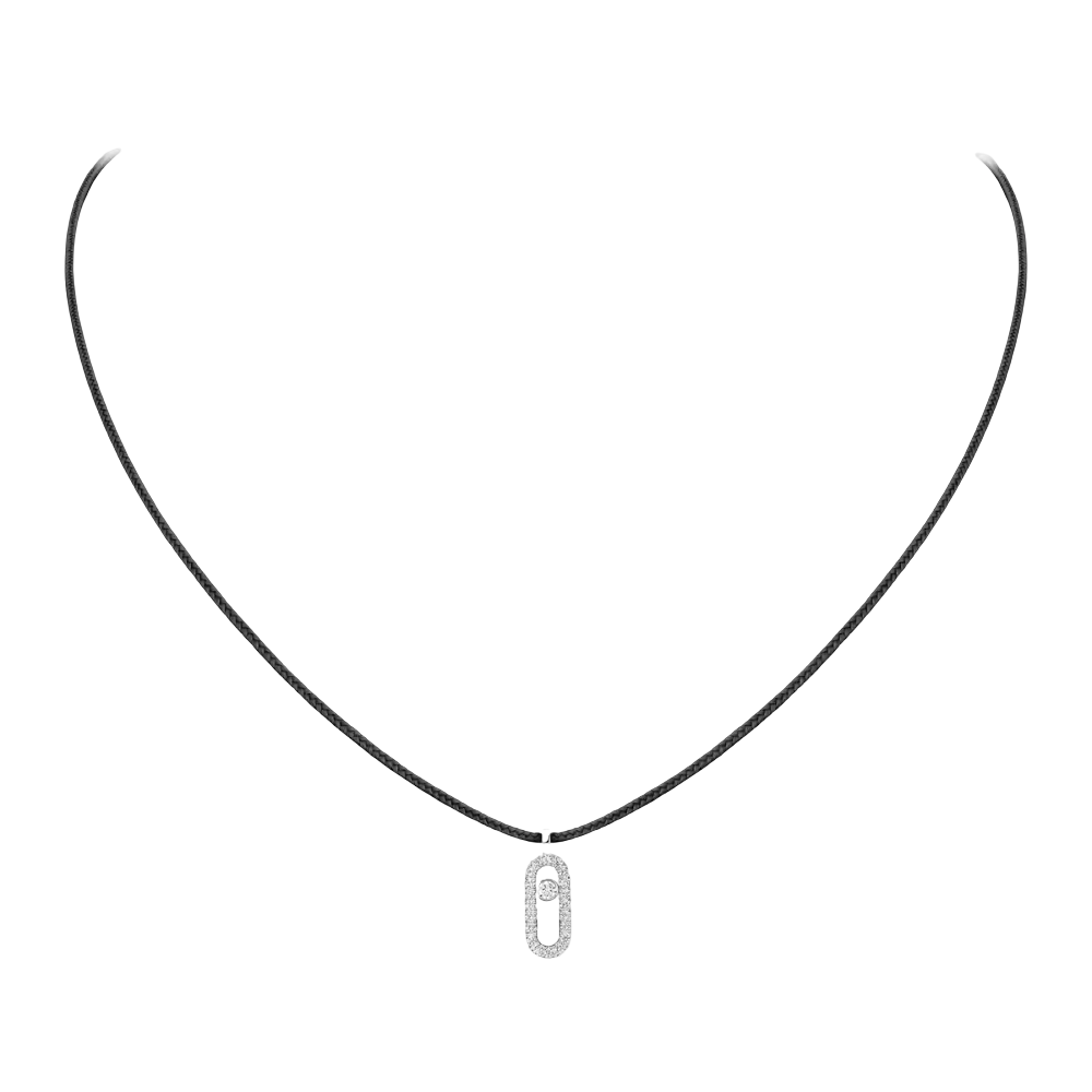 Collier cordon noir pavé Messika Care(s) Collier Diamant Or Blanc