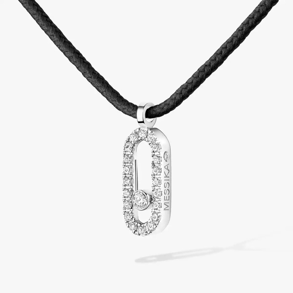Collier cordon noir pavé Messika Care(s) Collier Diamant Or Blanc