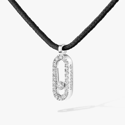 Collier cordon noir pavé Messika Care(s) Collier Diamant Or Blanc