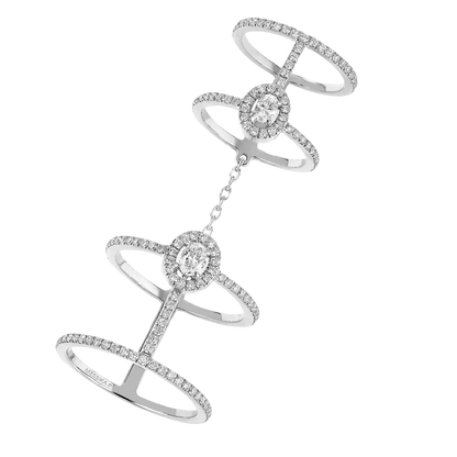 Bague double pavée Glam'Azone Bague Diamant Or Blanc