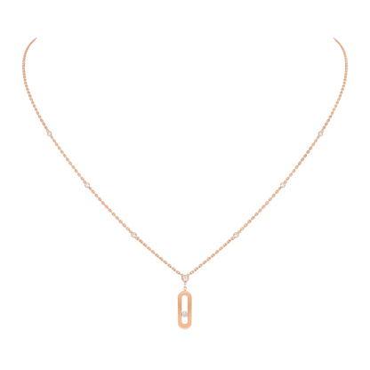 Move Uno Long Necklace Pink Gold Diamond Necklace