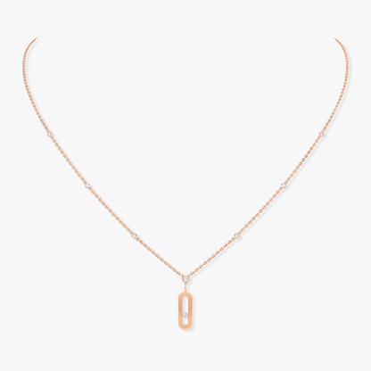 Move Uno Long Necklace Pink Gold Diamond Necklace