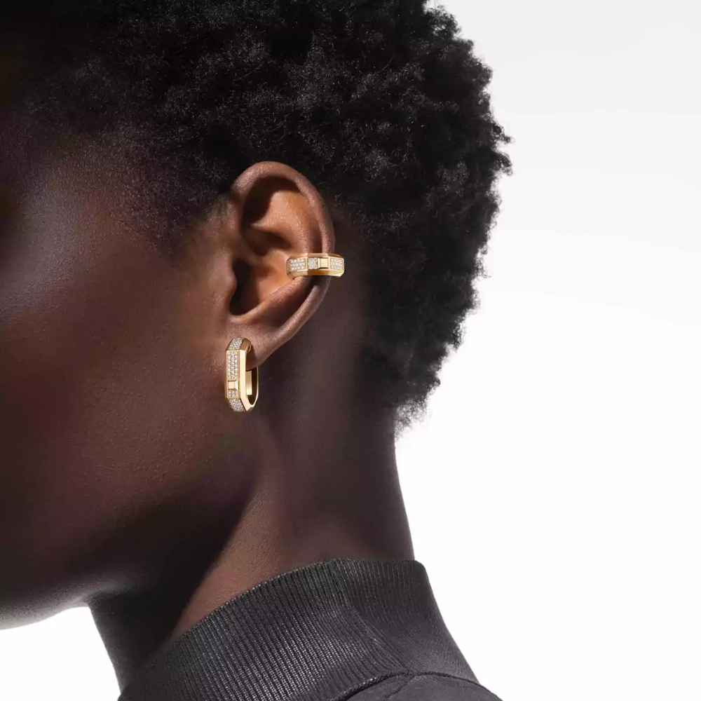 Moderniste single pavé earring, medium model