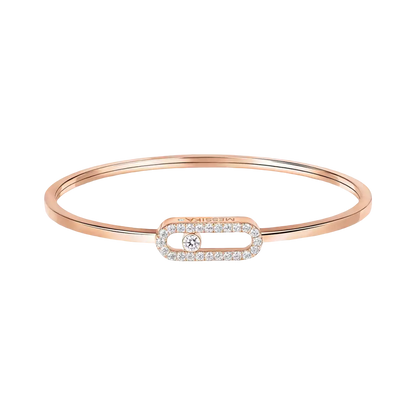Move Uno Pavé Flex Bangle MM Pink Gold Diamond Bracelet