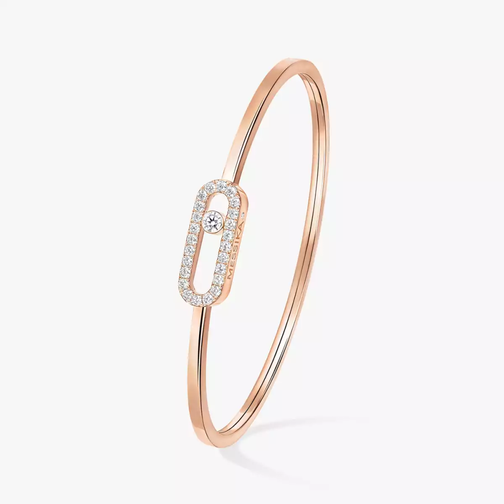 Move Uno Pavé Flex Bangle MM Pink Gold Diamond Bracelet