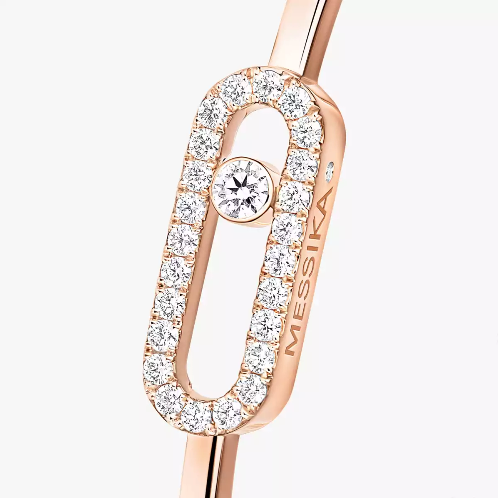 Move Uno Pavé Flex Bangle MM Pink Gold Diamond Bracelet