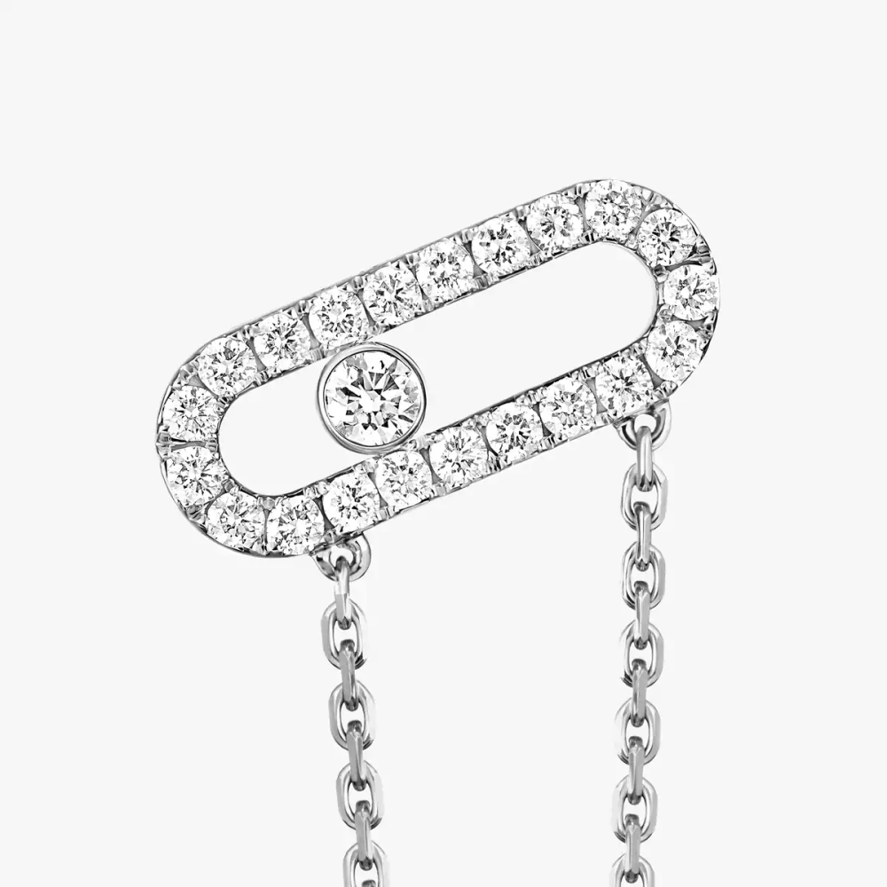 Boucles d'oreilles chaîne et puce Move Uno Boucles d'oreilles Diamant Or Blanc