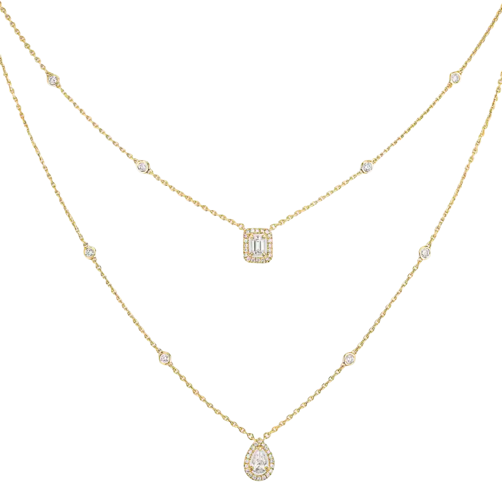 My Twin 2 Rangs Collier Diamant Or Jaune