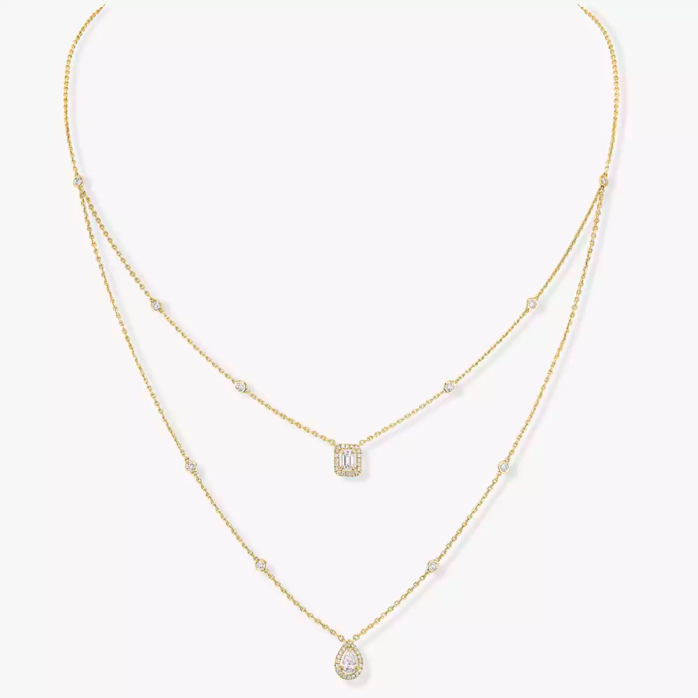 My Twin 2 Rangs Collier Diamant Or Jaune