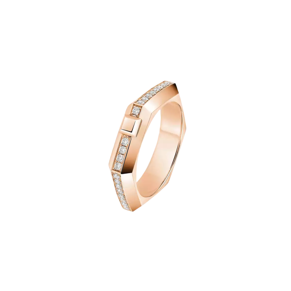 Moderniste Ring mit Diamanten ausgefasst, kleines Modell