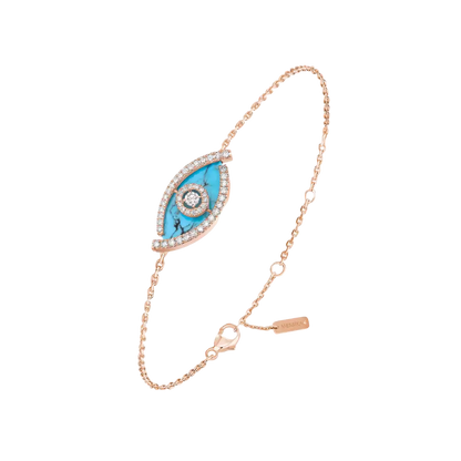 Lucky Eye Turquoise Pink Gold Diamond Bracelet