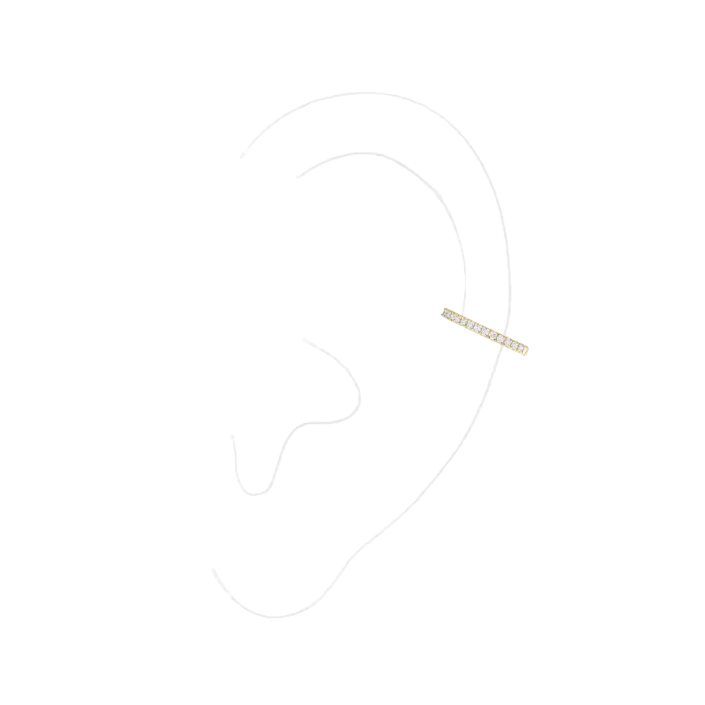 Einzelner Gatsby Ohrclip mittleres Ohr Ohrringe Diamant Gelbgold