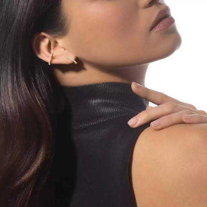 Einzelner Gatsby Ohrclip mittleres Ohr Ohrringe Diamant Gelbgold