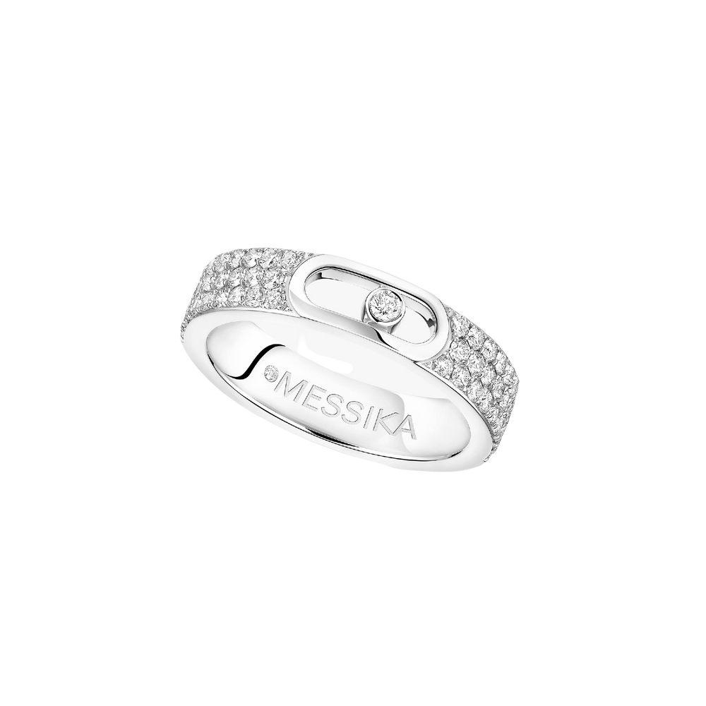 White Gold Diamond Ring Move Joaillerie Pavé Wedding Ring