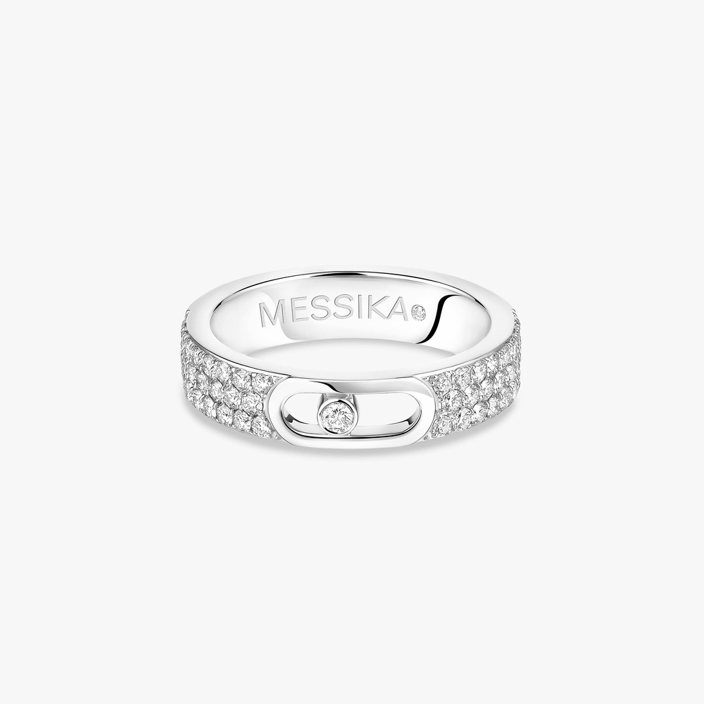 White Gold Diamond Ring Move Joaillerie Pavé Wedding Ring
