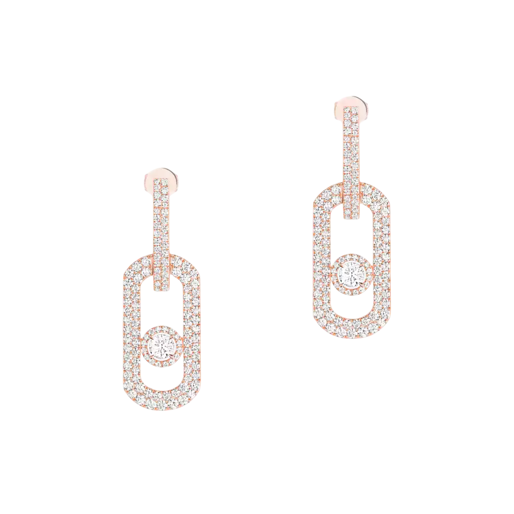 So Move XL Diamond Pavé Pendant Earrings Pink Gold Diamond Earrings