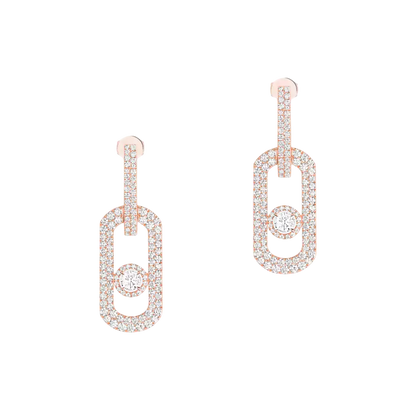 So Move XL Diamond Pavé Pendant Earrings Pink Gold Diamond Earrings