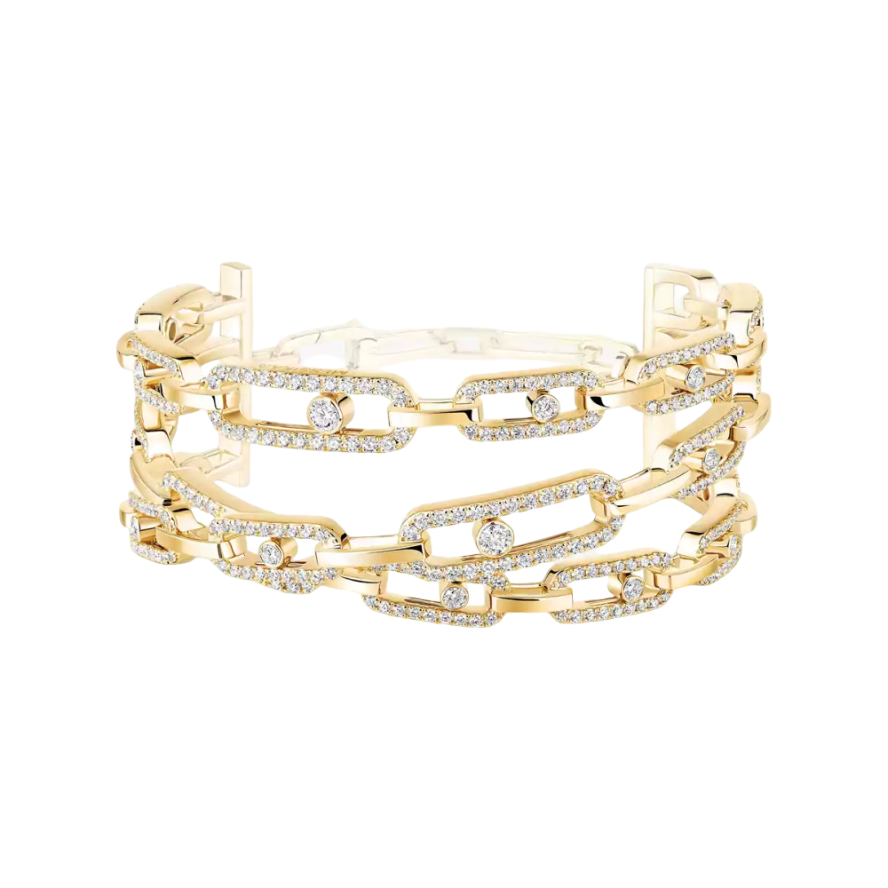 Manchette 3 rangs Move Link Bracelet Diamant Or Jaune