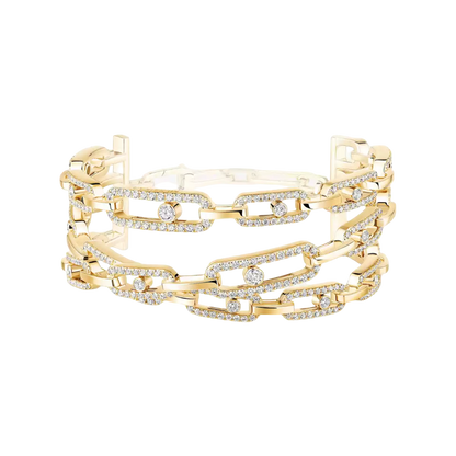 Manchette 3 rangs Move Link Bracelet Diamant Or Jaune